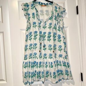 Oliphant Cinched Flirty Bloom Mini Blue Dress